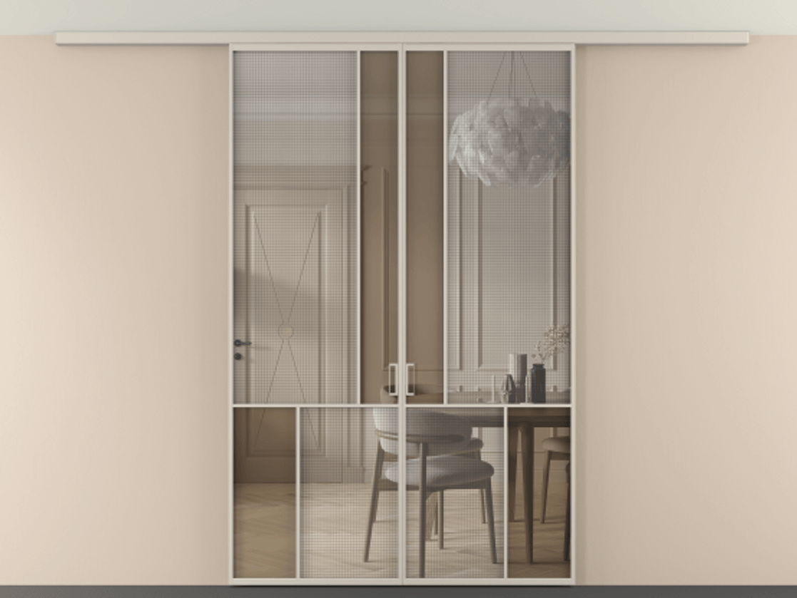Перегородка Mosaic вдоль стены на потолок двустворчатая #VENDORCODE# #FURNISH# #GLASS# Цена #PRICE# #CURRENCY# | Volhovec