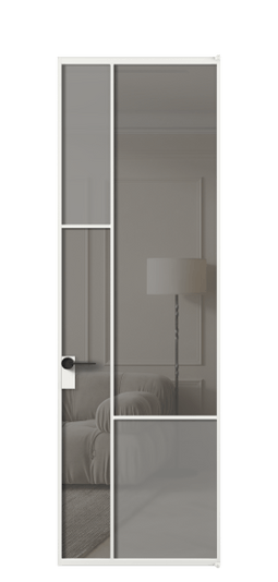 Межкомнатная дверь АЛПЛ041.13 АБЛСерый сатин матовое + Серый прозрачное. Цвет Алюминий белоснежный. Материал Алюминий в эмали. Коллекция Mosaic. Фото. Дверь межкомнатная АЛПЛ041.13 АБЛСерый сатин матовое + Серый прозрачное. Цвет Алюминий белоснежный. Материал Алюминий в эмали. Коллекция Mosaic. Картинка.
